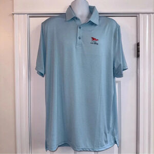 US Open 123rd Golf Polo Shirt Men's XL USGA LACC Blue White Striped Short Sleeve
